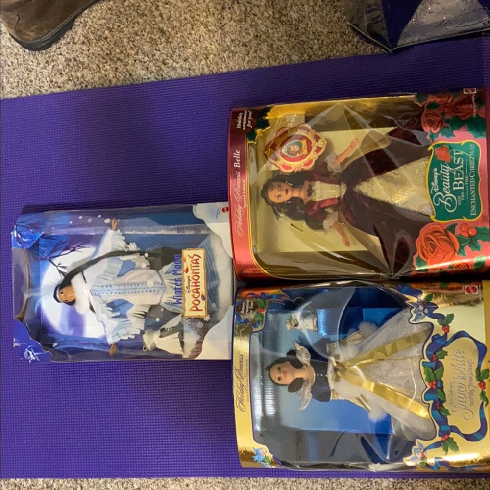 3 Holiday Disney Princess Barbies